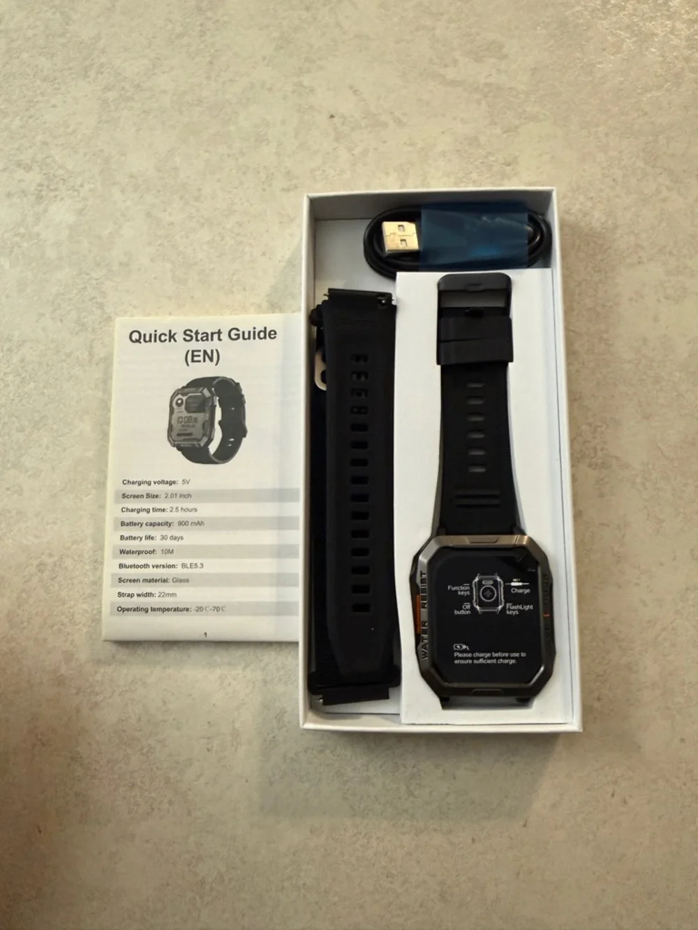 Blackview W60 Rugged Smartwatch 900mAh LED Flashligh Compass Waterproof *BNIB*